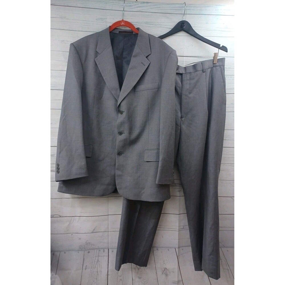 Cezar Del Prado Mens Suit Gray Pinstripe 2 Pcs Blazer Sz 42R Pants Sz 36R